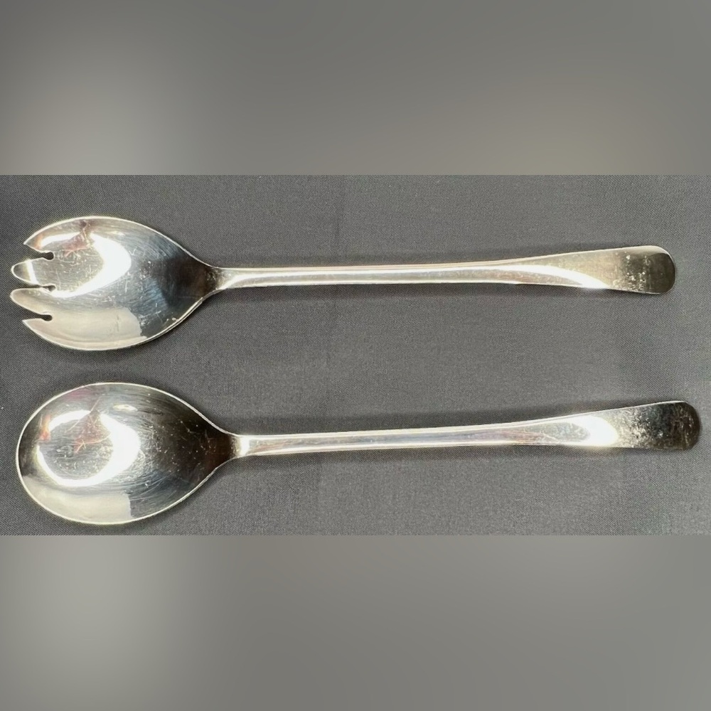 Vintage Sheffield England Silver Plated Serving Set Salad Spoon & Fork HTF